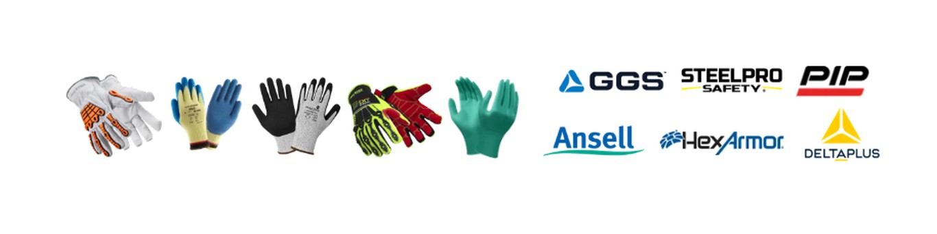 Guantes de protección industrial de las marcas GGS, Steelpro Safety, PIP, Ansell, HexArmor y Delta Plus